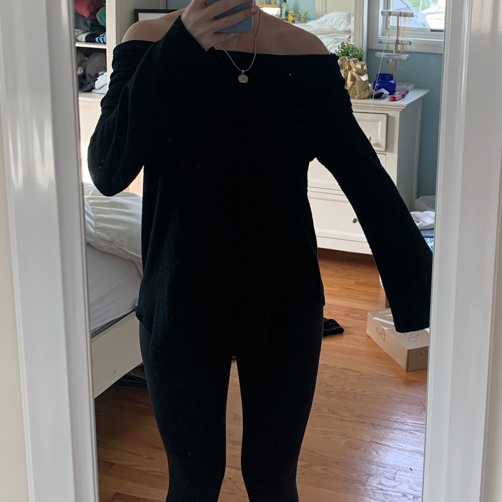 BLOOMINGDALES Black Off the Shoulder Sweater